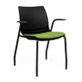 SitOnIt Baja Guest Chair | Four Leg | Upholstered Seat | Arms, Armless Guest Chair, Cafe Chair, Stack Chair SitOnIt Fixed Arm Plastic Color Black Fabric Color Clover