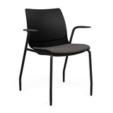 SitOnIt Baja Guest Chair | Four Leg | Upholstered Seat | Arms, Armless Guest Chair, Cafe Chair, Stack Chair SitOnIt Fixed Arm Plastic Color Black Fabric Color Iron