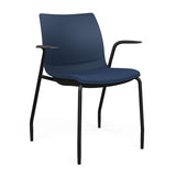 SitOnIt Baja Guest Chair | Four Leg | Upholstered Seat | Arms, Armless Guest Chair, Cafe Chair, Stack Chair SitOnIt Fixed Arm Plastic Color Navy Fabric Color Night