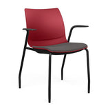SitOnIt Baja Guest Chair | Four Leg | Upholstered Seat | Arms, Armless Guest Chair, Cafe Chair, Stack Chair SitOnIt Fixed Arm Plastic Color Red Fabric Color Iron