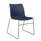 SitOnIt Baja Wire Rod | Plastic Shell | Armless Guest Chair, Cafe Chair, Stack Chair SitOnIt Frame Color Chrome Plastic Color Navy 