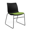 SitOnIt Baja Wire Rod | Upholstered Seat | Stacking Guest Chair, Cafe Chair, Stack Chair SitOnIt Frame Color Black Plastic Color Black Fabric Color Clover