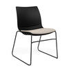 SitOnIt Baja Wire Rod | Upholstered Seat | Stacking Guest Chair, Cafe Chair, Stack Chair SitOnIt Frame Color Black Plastic Color Black Fabric Color Fleece