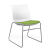 SitOnIt Baja Wire Rod | Upholstered Seat | Stacking Guest Chair, Cafe Chair, Stack Chair SitOnIt Frame Color Chrome Plastic Color Arctic Fabric Color Clover