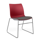 SitOnIt Baja Wire Rod | Upholstered Seat | Stacking Guest Chair, Cafe Chair, Stack Chair SitOnIt Frame Color Chrome Plastic Color Red Fabric Color Iron