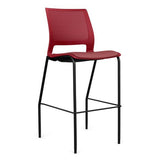 SitOnIt Lumin 4 Leg Stool | Vinyl Seat, Plastic Back | Arms or No Arm Stools SitOnIt Red Plastic Vinyl Color Ruby Black Frame
