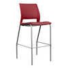 SitOnIt Lumin 4 Leg Stool | Vinyl Seat, Plastic Back | Arms or No Arm Stools SitOnIt Red Plastic Vinyl Color Ruby Silver Frame