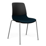 SitOnIt Mika Four Leg Chair | Upholstered Seat, 3 Shell Colors Guest Chair, Cafe Chair, Stack Chair SitOnIt Fog Frame Color Fabric Color Navy 