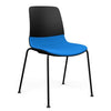 SitOnIt Mika Four Leg Chair | Upholstered Seat, 3 Shell Colors Guest Chair, Cafe Chair, Stack Chair SitOnIt Frame Color Black Fabric Color Electric Blue 