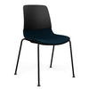 SitOnIt Mika Four Leg Chair | Upholstered Seat, 3 Shell Colors Guest Chair, Cafe Chair, Stack Chair SitOnIt Frame Color Black Fabric Color Navy 