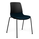 SitOnIt Mika Four Leg Chair | Upholstered Seat, 3 Shell Colors Guest Chair, Cafe Chair, Stack Chair SitOnIt Frame Color Black Fabric Color Navy 