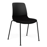 SitOnIt Mika Four Leg Chair | Upholstered Seat, 3 Shell Colors Guest Chair, Cafe Chair, Stack Chair SitOnIt Frame Color Black Fabric Color Peppercorn 