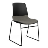 SitOnIt Mika Wire Rod Chair | Upholstered Seat, 3 Shell Colors Guest Chair, Cafe Chair, Stack Chair SitOnIt Frame Color Black Fabric Color Caraway 