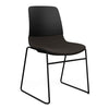 SitOnIt Mika Wire Rod Chair | Upholstered Seat, 3 Shell Colors Guest Chair, Cafe Chair, Stack Chair SitOnIt Frame Color Black Fabric Color Chai 