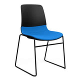SitOnIt Mika Wire Rod Chair | Upholstered Seat, 3 Shell Colors Guest Chair, Cafe Chair, Stack Chair SitOnIt Frame Color Black Fabric Color Electric Blue 