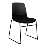 SitOnIt Mika Wire Rod Chair | Upholstered Seat, 3 Shell Colors Guest Chair, Cafe Chair, Stack Chair SitOnIt Frame Color Black Fabric Color Peppercorn 