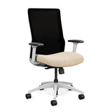 SitOnIt Novo Highback Desk Chair | Home Office Edition | Meshback Home Office SitOnIt Frame Color White Mesh Color Black Fabric Color Sandstorm