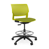 SitOnIt Orbix Task Stool | Upholstered Seat, Plastic Back, Armless Stools SitOnIt Plastic Color Apple Fabric Color Apple 