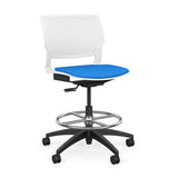 SitOnIt Orbix Task Stool | Upholstered Seat, Plastic Back, Armless Stools SitOnIt Plastic Color Arctic Fabric Color Electric Blue 