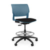 SitOnIt Orbix Task Stool | Upholstered Seat, Plastic Back, Armless Stools SitOnIt Plastic Color Lagoon Fabric Color Peppercorn 