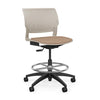 SitOnIt Orbix Task Stool | Upholstered Seat, Plastic Back, Armless Stools SitOnIt Plastic Color Latte Fabric Color Nutmeg 