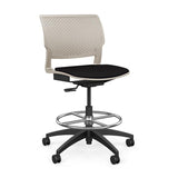 SitOnIt Orbix Task Stool | Upholstered Seat, Plastic Back, Armless Stools SitOnIt Plastic Color Latte Fabric Color Peppercorn 