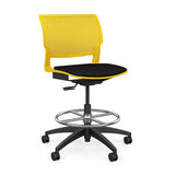 SitOnIt Orbix Task Stool | Upholstered Seat, Plastic Back, Armless Stools SitOnIt Plastic Color Lemon Fabric Color Peppercorn 