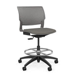 SitOnIt Orbix Task Stool | Upholstered Seat, Plastic Back, Armless Stools SitOnIt Plastic Color Slate Fabric Color Caraway 