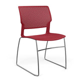 SitOnIt Orbix Wire Rod Chair | Plastic Shell, Arm or Armless Guest Chair, Cafe Chair, Stack Chair SitOnIt Armless Frame Color Chrome Plastic Color Red