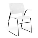 SitOnIt Orbix Wire Rod Chair | Plastic Shell, Arm or Armless Guest Chair, Cafe Chair, Stack Chair SitOnIt Fixed Arm Frame Color Black Plastic Color Arctic