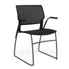 SitOnIt Orbix Wire Rod Chair | Plastic Shell, Arm or Armless Guest Chair, Cafe Chair, Stack Chair SitOnIt Fixed Arm Frame Color Black Plastic Color Black