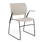 SitOnIt Orbix Wire Rod Chair | Plastic Shell, Arm or Armless Guest Chair, Cafe Chair, Stack Chair SitOnIt Fixed Arm Frame Color Black Plastic Color Latte