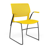 SitOnIt Orbix Wire Rod Chair | Plastic Shell, Arm or Armless Guest Chair, Cafe Chair, Stack Chair SitOnIt Fixed Arm Frame Color Black Plastic Color Lemon