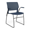 SitOnIt Orbix Wire Rod Chair | Plastic Shell, Arm or Armless Guest Chair, Cafe Chair, Stack Chair SitOnIt Fixed Arm Frame Color Black Plastic Color Navy