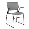 SitOnIt Orbix Wire Rod Chair | Plastic Shell, Arm or Armless Guest Chair, Cafe Chair, Stack Chair SitOnIt Fixed Arm Frame Color Black Plastic Color Slate