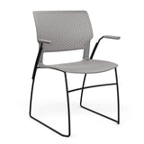 SitOnIt Orbix Wire Rod Chair | Plastic Shell, Arm or Armless Guest Chair, Cafe Chair, Stack Chair SitOnIt Fixed Arm Frame Color Black Plastic Color Sterling