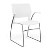 SitOnIt Orbix Wire Rod Chair | Plastic Shell, Arm or Armless Guest Chair, Cafe Chair, Stack Chair SitOnIt Fixed Arm Frame Color Chrome Plastic Color Arctic