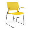 SitOnIt Orbix Wire Rod Chair | Plastic Shell, Arm or Armless Guest Chair, Cafe Chair, Stack Chair SitOnIt Fixed Arm Frame Color Chrome Plastic Color Lemon