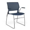 SitOnIt Orbix Wire Rod Chair | Plastic Shell, Arm or Armless Guest Chair, Cafe Chair, Stack Chair SitOnIt Fixed Arm Frame Color Chrome Plastic Color Navy