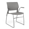 SitOnIt Orbix Wire Rod Chair | Plastic Shell, Arm or Armless Guest Chair, Cafe Chair, Stack Chair SitOnIt Fixed Arm Frame Color Chrome Plastic Color Slate