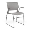 SitOnIt Orbix Wire Rod Chair | Plastic Shell, Arm or Armless Guest Chair, Cafe Chair, Stack Chair SitOnIt Fixed Arm Frame Color Chrome Plastic Color Sterling