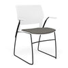 SitOnIt Orbix Wire Rod Chair | Upholstered Seat Guest Chair, Cafe Chair, Stack Chair SitOnIt Frame Color Black Plastic Color Arctic Fabric Color Caraway