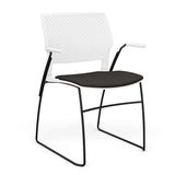 SitOnIt Orbix Wire Rod Chair | Upholstered Seat Guest Chair, Cafe Chair, Stack Chair SitOnIt Frame Color Black Plastic Color Arctic Fabric Color Chai