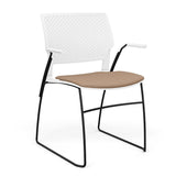 SitOnIt Orbix Wire Rod Chair | Upholstered Seat Guest Chair, Cafe Chair, Stack Chair SitOnIt Frame Color Black Plastic Color Arctic Fabric Color Nutmeg