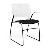 SitOnIt Orbix Wire Rod Chair | Upholstered Seat Guest Chair, Cafe Chair, Stack Chair SitOnIt Frame Color Black Plastic Color Arctic Fabric Color Peppercorn