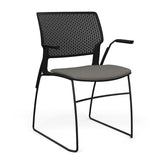 SitOnIt Orbix Wire Rod Chair | Upholstered Seat Guest Chair, Cafe Chair, Stack Chair SitOnIt Frame Color Black Plastic Color Black Fabric Color Caraway