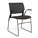 SitOnIt Orbix Wire Rod Chair | Upholstered Seat Guest Chair, Cafe Chair, Stack Chair SitOnIt Frame Color Black Plastic Color Black Fabric Color Chai