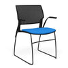 SitOnIt Orbix Wire Rod Chair | Upholstered Seat Guest Chair, Cafe Chair, Stack Chair SitOnIt Frame Color Black Plastic Color Black Fabric Color Electric Blue