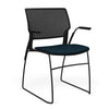 SitOnIt Orbix Wire Rod Chair | Upholstered Seat Guest Chair, Cafe Chair, Stack Chair SitOnIt Frame Color Black Plastic Color Black Fabric Color Navy