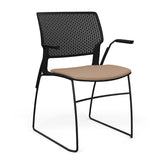 SitOnIt Orbix Wire Rod Chair | Upholstered Seat Guest Chair, Cafe Chair, Stack Chair SitOnIt Frame Color Black Plastic Color Black Fabric Color Nutmeg